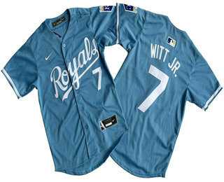 Men%27s Kansas City Royals #7 Bobby Witt Jr Number Light Blue Limited Stitched Jersey->los angeles dodgers->MLB Jersey